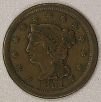 AUCTION-    1851 Braided Hair Large Cent Circulated
