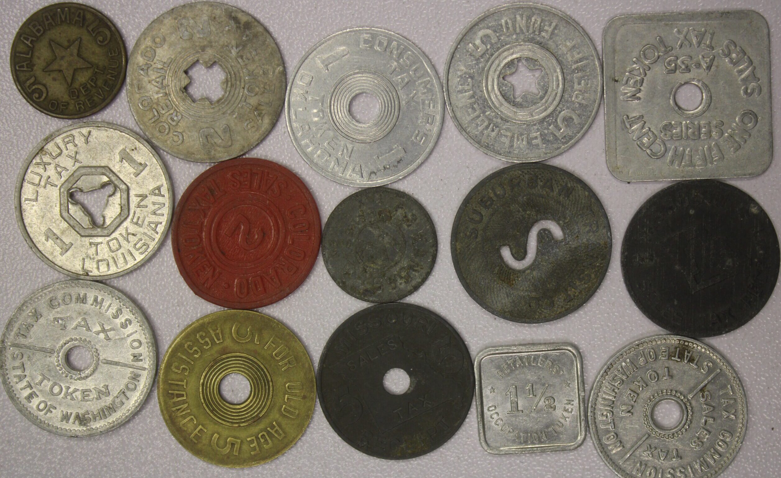 AUCTION- 15 Different Tax Tokens Various States & Denominations - Image 2