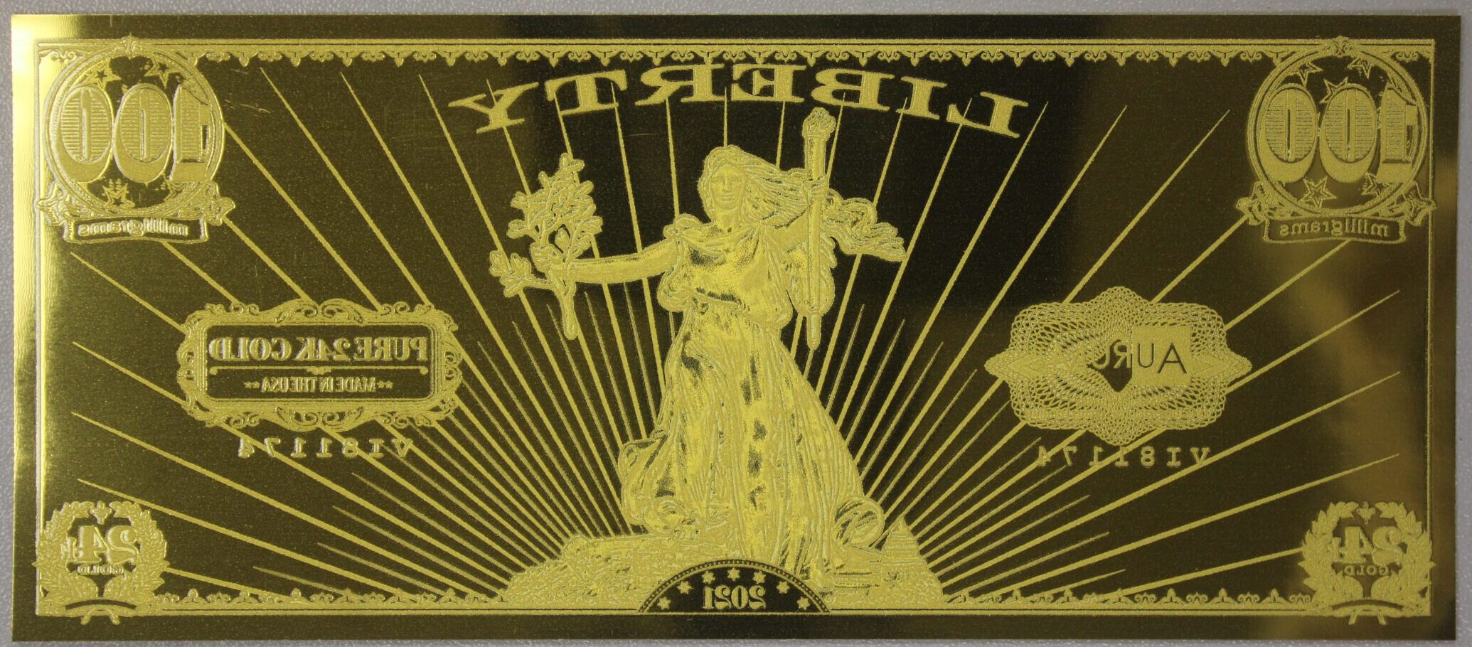 AUCTION- 2021 1/10th Gram Gold Aurum Lady Liberty Design - Image 2