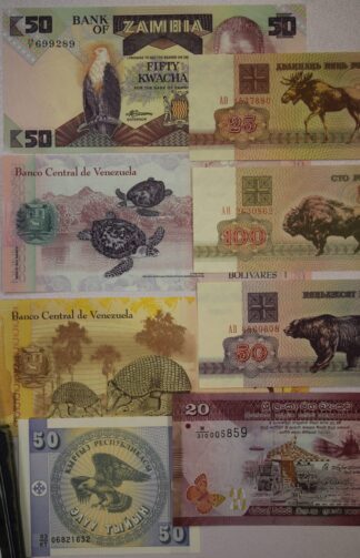 AUCTION-   8 Different World Bank Notes With Wildlife