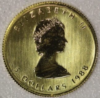 1988 Canada 5 Dollar 1/10 Ounce Gold Maple Leaf
