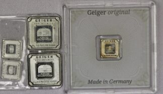 AUCTION-   13 Grams of Geiger Silver (Two Fives Gram & Three One Gram)