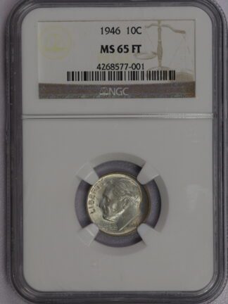 Auction - 1946 Roosevelt Dime MS65 FT NGC