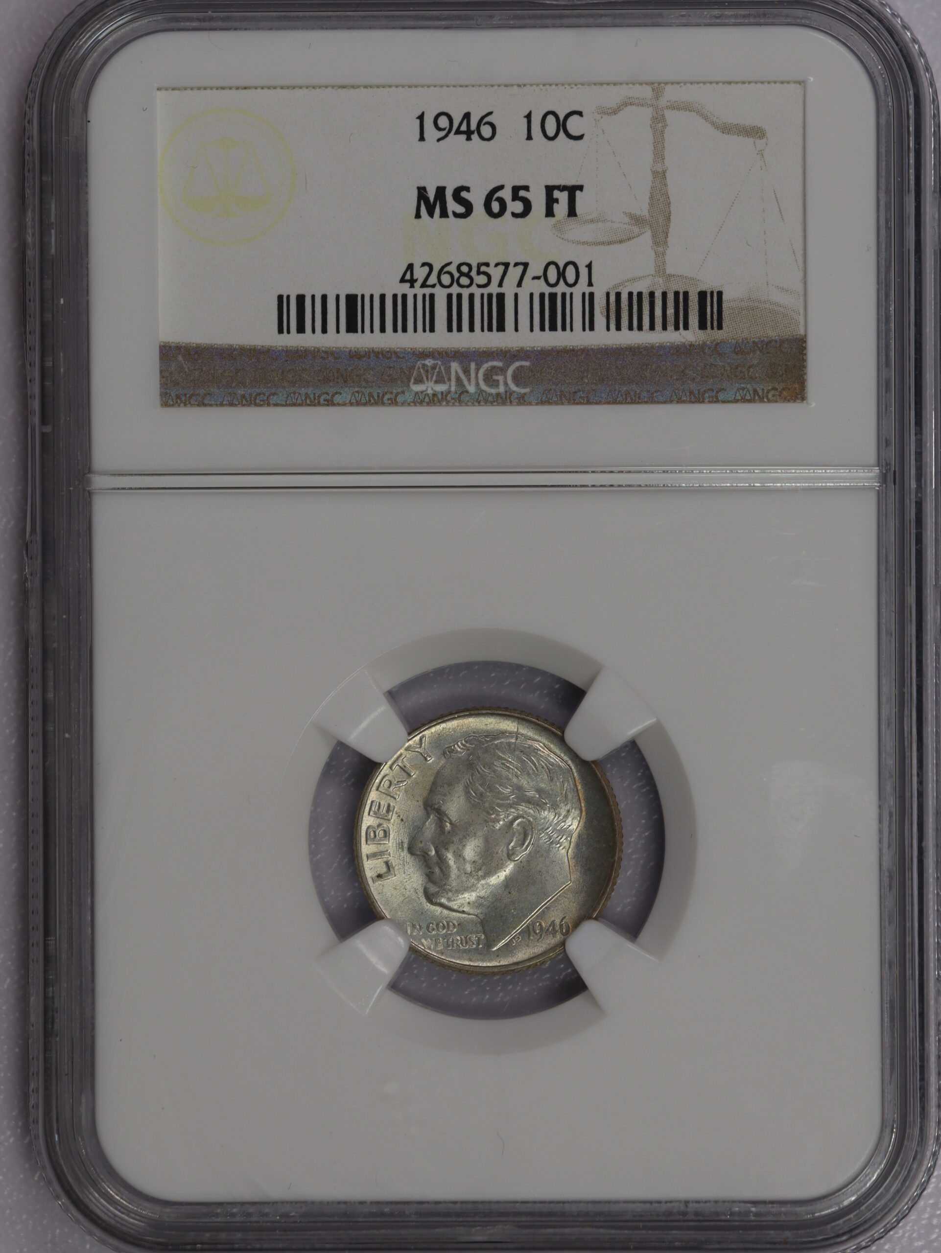 Auction - 1946 Roosevelt Dime MS65 FT NGC