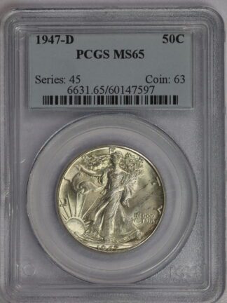 Auction - 1947 D Walking Half MS65 PCGS Has Some Planchet Impurities