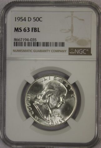 AUCTION-   1954-D Franklin Half Dollar NGC MS63 FBL
