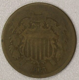 AUCTION-   1865 Two Cent Piece Circulated