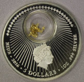 AUCTION-   2016 Niue 5 Dollars One Ounce .999 Silver with Gold Flakes