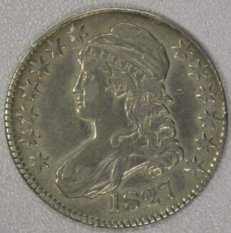 AUCTION-   1827 Capped Bust Half Dollar Circulated & Cleaned