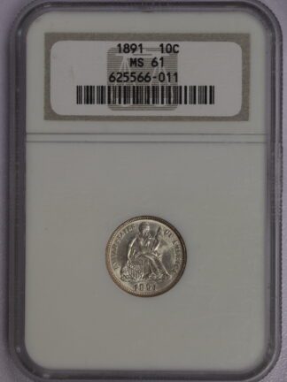 1891 Seated Dime NGC MS61