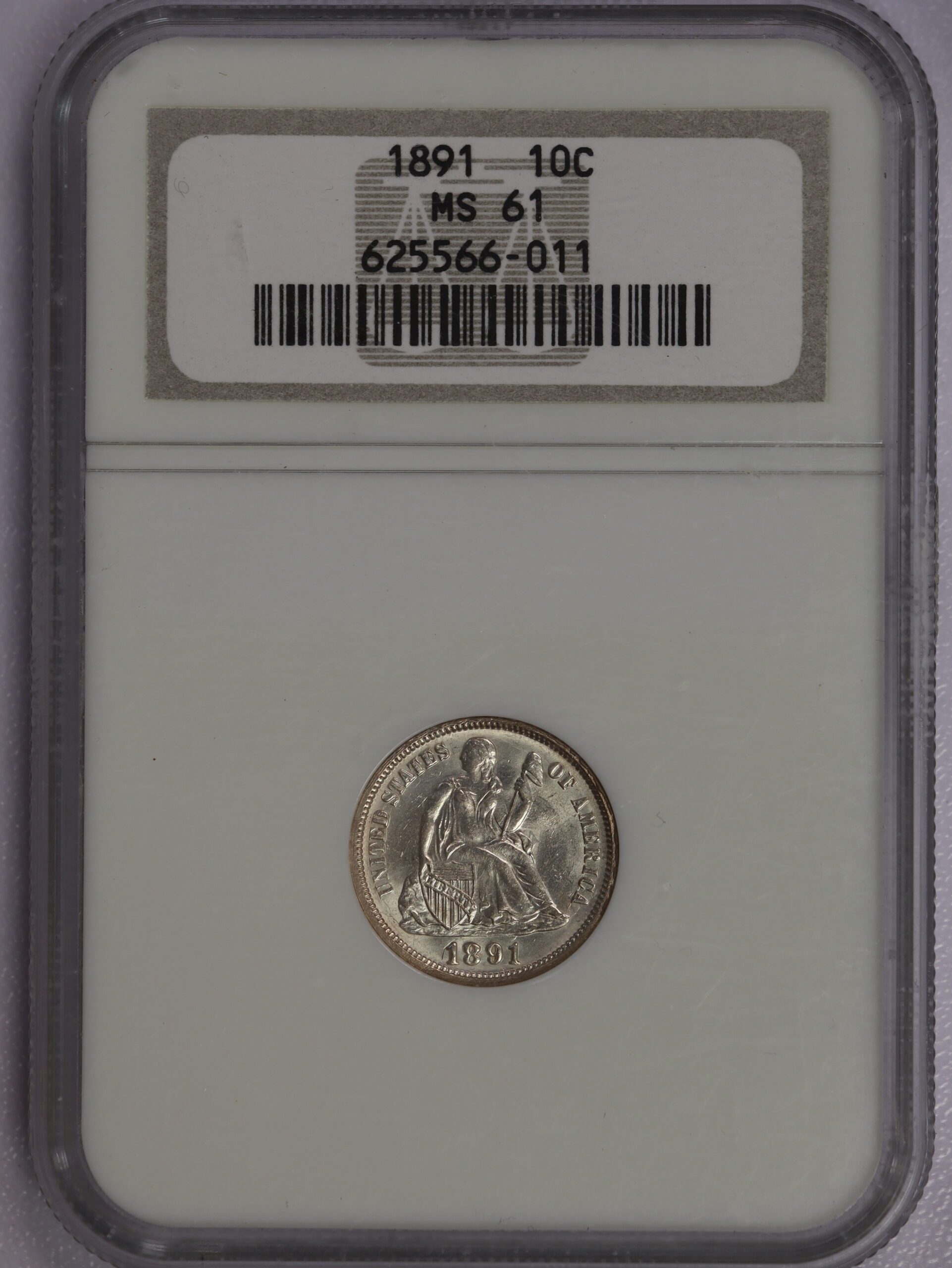 1891 Seated Dime NGC MS61