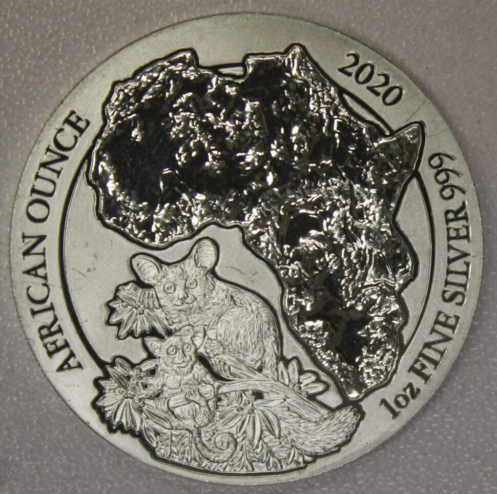 AUCTION- 2020 Rwanda One Troy Ounce .999 Silver African Ounce Bush Baby