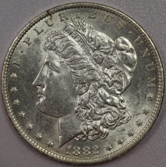 Auction - 1882 O Over S Mint Mark Morgan Dollar AU Minor Planchet Flaw