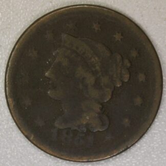 AUCTION-   1851 Braided Hair Large Cent Heavily Circulated