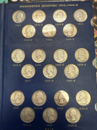 1932 To 1964 Washington Quarter Collection In Folders 80 Coins Included 1932 D S
