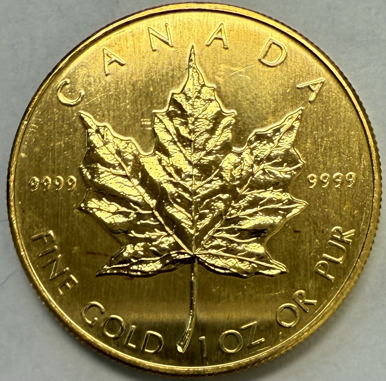 1987 Canada Gold Maple $50 One Ounce .9999 Scratched