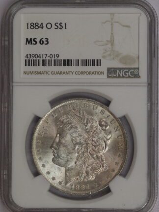 1884 O Morgan Dollar NGC MS63 Cert #4390417-019 Light Toning