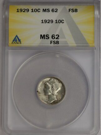 1929 Mercury Dime MS62 FB ANACS