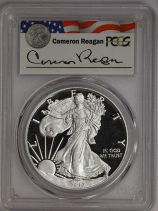 2017 W Proof Silver Eagle PCGS PR69 DCAM First Strike Cameron Reagan Signed