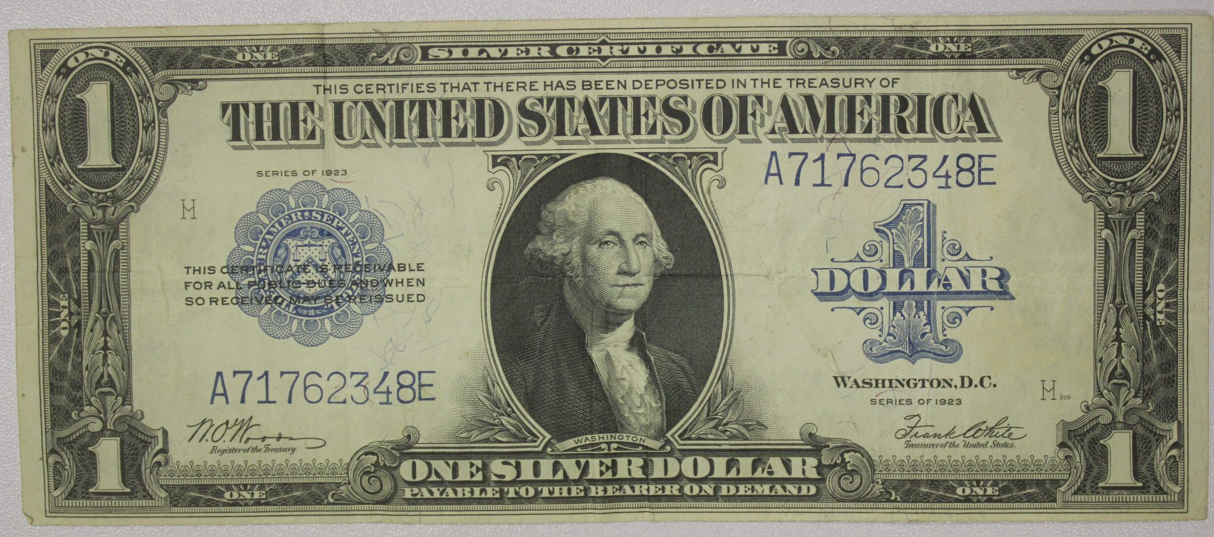 1923 One Dollar Silver Certificate Horse Blanket Note Fine-Very Fine