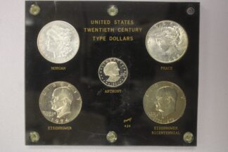 AUCTION-  United States Twentieth Century Type Dollars Morgan, Peace, Eisenhower and SBA In a Capitol Plastic Holder