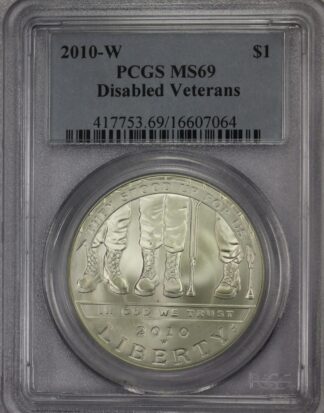 AUCTION-   2010-W Disabled Veterans Commemorative Silver Dollar PCGS MS69