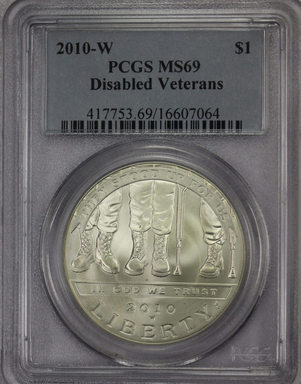 AUCTION- 2010-W Disabled Veterans Commemorative Silver Dollar PCGS MS69