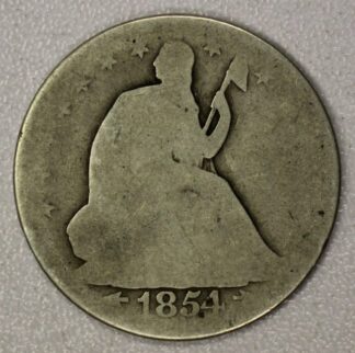 AUCTION-   1854 with Arrows Seated Liberty Half Dollar Very Worn