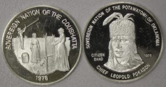 AUCTION-   1976 Native American .999 Silver Rounds Potawatomi & Coushatta Tribes 50 Grams Total Weight
