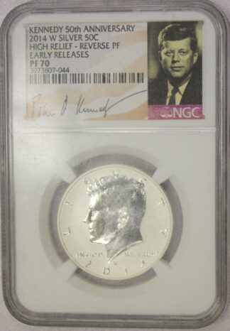 AUCTION-   2014 W Kennedy 50th Anniversary High Relief Reverse Proof NGC PF70