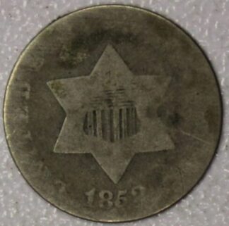 AUCTION-   1852 Three Cent Silver "Trime" Circulated