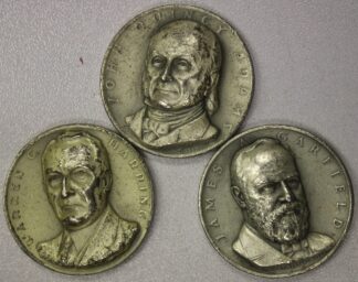 AUCTION-   3 Medallic Art Co. President Medals Garfield, Harding & Adams 73 Total Grams of .999 Silver