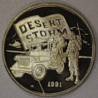 AUCTION-   1991 Hutt River Province 5 Dollars Desert Storm One Ounce .999 Silver