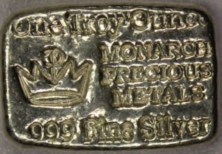 AUCTION- Monarch Precious Metals One Troy Ounce .999 Silver Hand Poured Bar