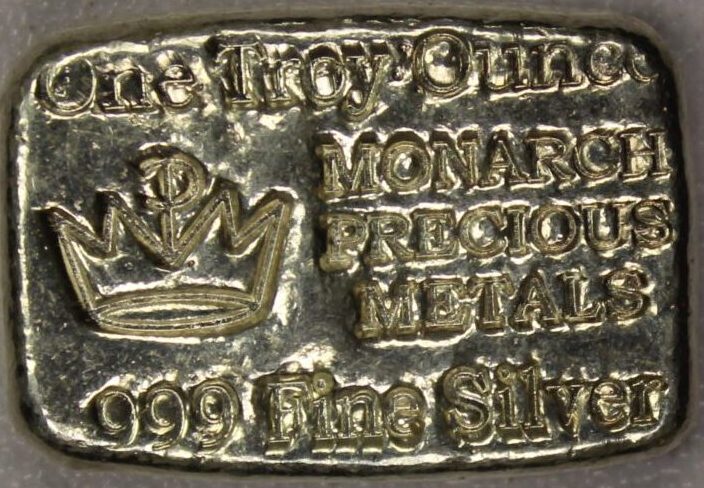AUCTION- Monarch Precious Metals One Troy Ounce .999 Silver Hand Poured Bar