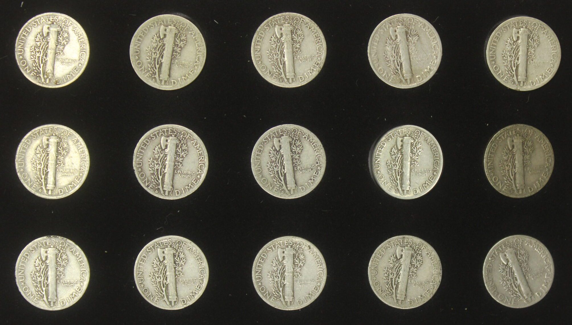 AUCTION- 1941-1945 US Mercury Dime Collection 15 Total Coins Circulated - Image 2