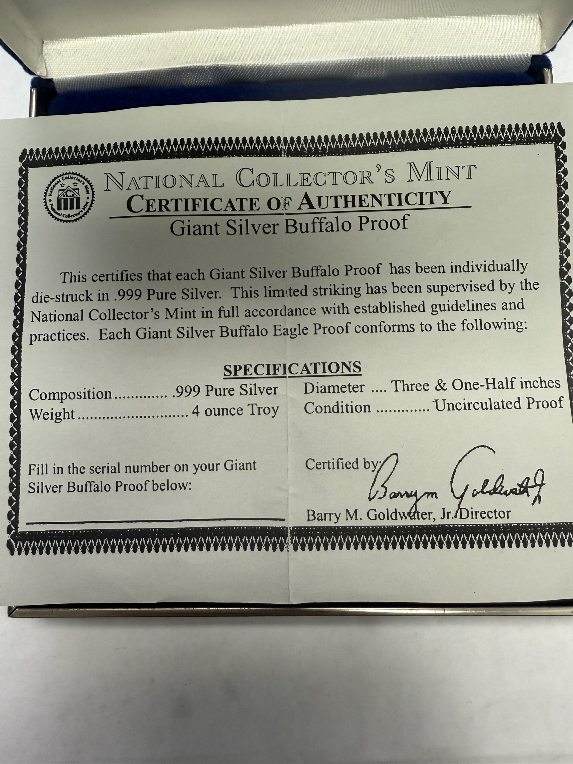 4 oz .999 Giant Bison Indian Silver Round - Image 2