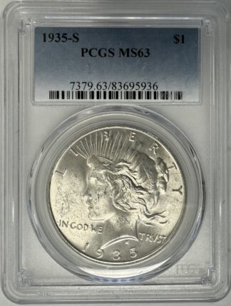 1935 S Peace Dollar PCGS MS63