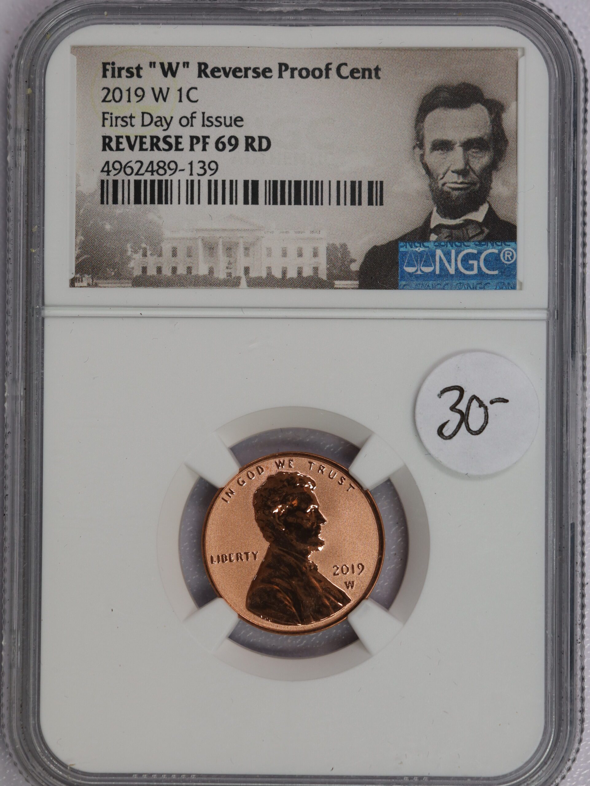2019 W Lincoln Cent Shield Rev Proof PF69 First Day Of Issue NGC