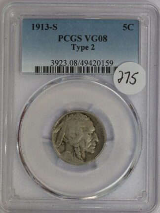 1913 S Buffalo Nickel Type 2 VG8 PCGS