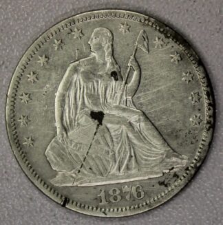AUCTION-   1876-CC Seated Liberty Half Dollar Cleaned & Scratched