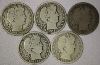 1907, 1907-D, 1907-O & 1907-S Barber Half Dollars AG to Good