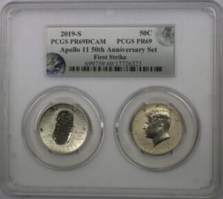 2019 S Apollo 11 - 50th Anniv. PR69 & PR69 - 2 Coin Set PCGS Dual Holder
