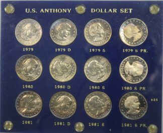 1979 to 1981 Susan B Anthony Dollars With Proof In Plastic Holder
