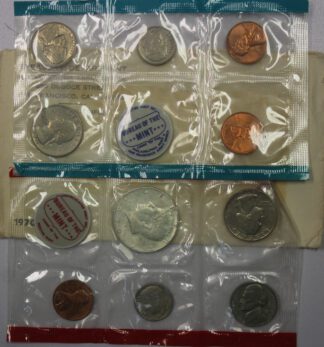 Auction - 1970 Mint Set With 40% Silver Kennedy Toned Coins Envelope Is Bad Shape