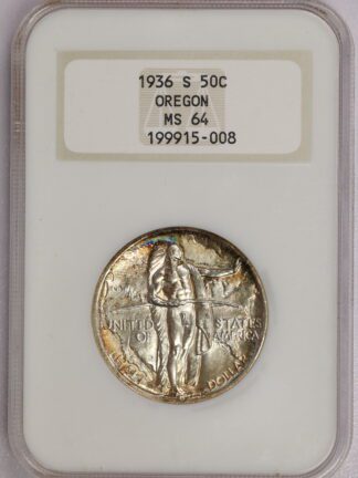 1936 S Oregon Commemorative Silver Half NGC MS64 "Fatty" Holder