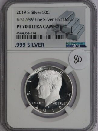 2019 S Kennedy Half Dollar First .999 Silver PF70 DCAM NGC