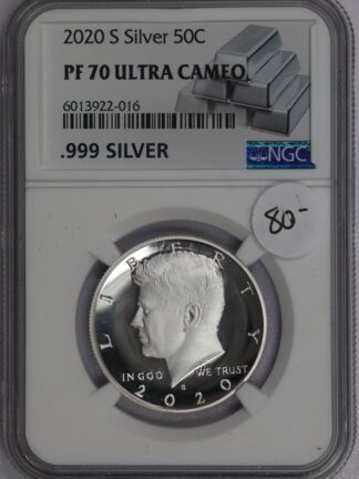 2020 S Kennedy Half Dollar .999 Silver PF70 DCAM NGC