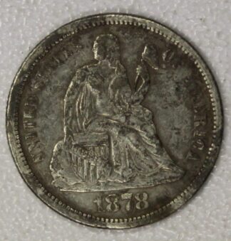 AUCTION-   1878 Seated Liberty Dime Scratched and Cleaned