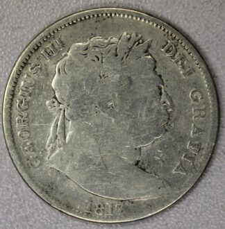 AUCTION-   1817 Great Britain Half Crown George III Circulated & Cleaned